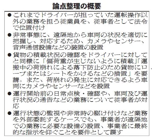 自動運行の安全確保、「従事者」法令で位置付け　遠隔業務・外部委託条件も